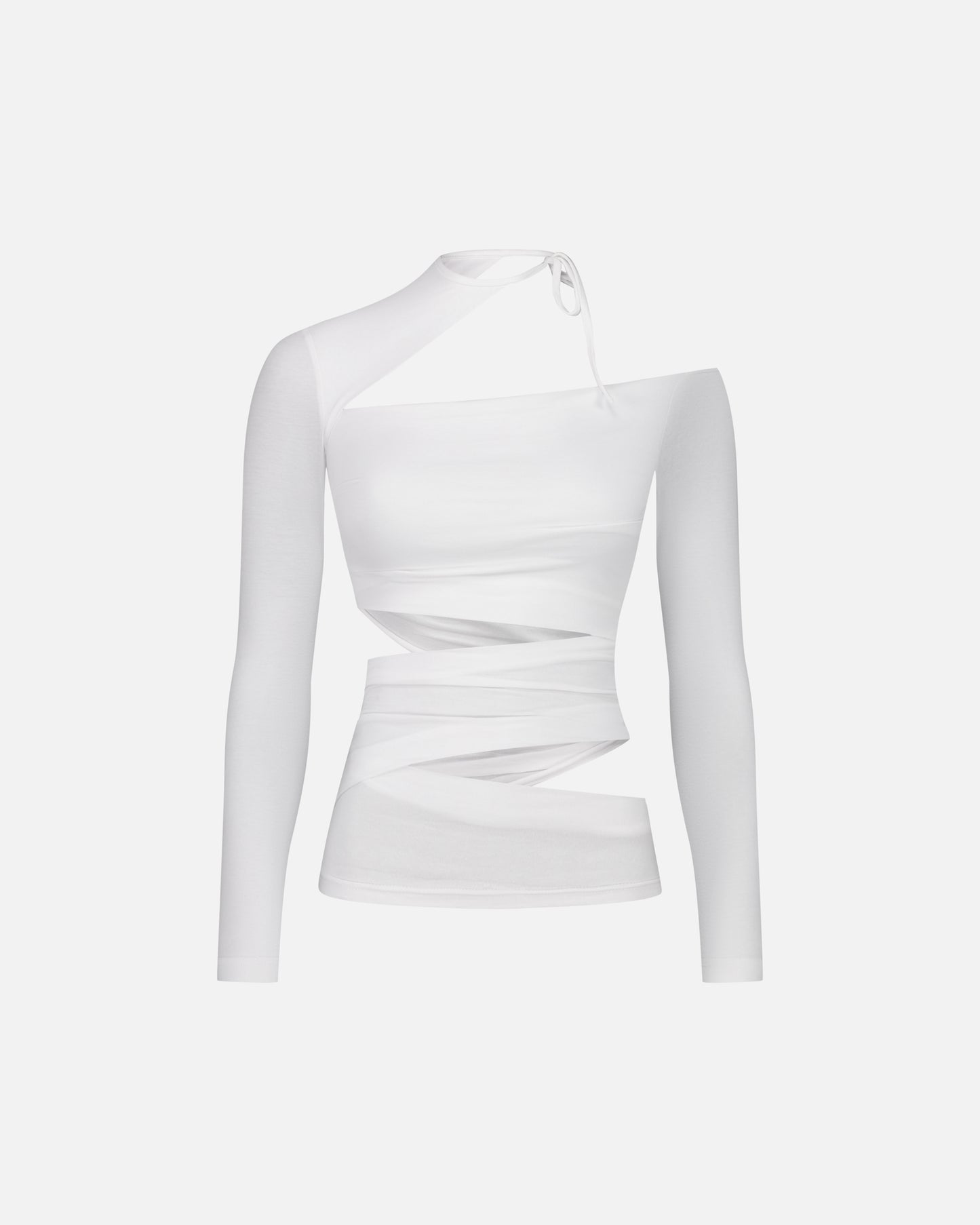 LONG SLEEVE TOP WITH ASYMMETRIC CUT-OUTS
