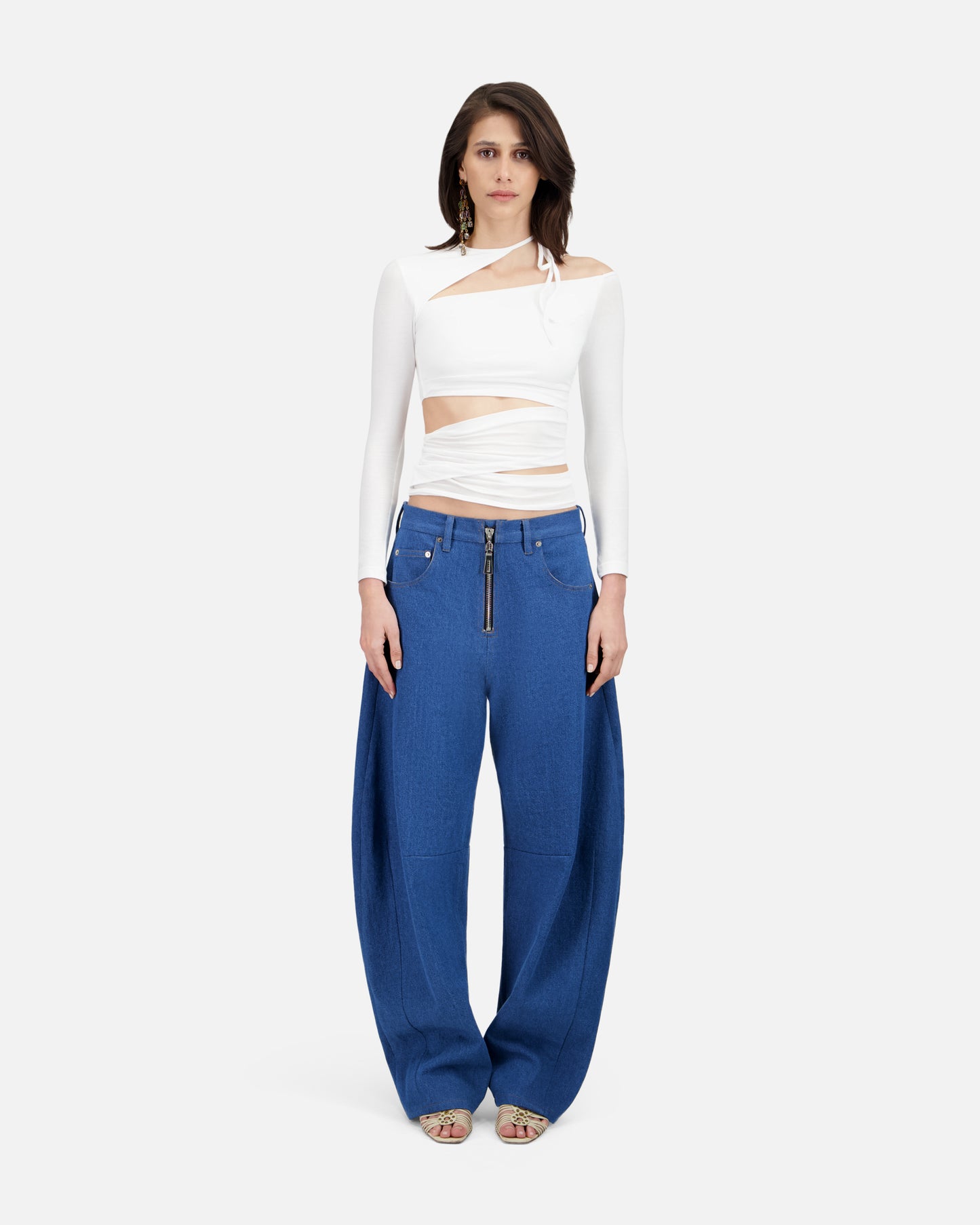LONG SLEEVE TOP WITH ASYMMETRIC CUT-OUTS