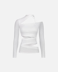 LONG SLEEVE TOP WITH ASYMMETRIC CUT-OUTS