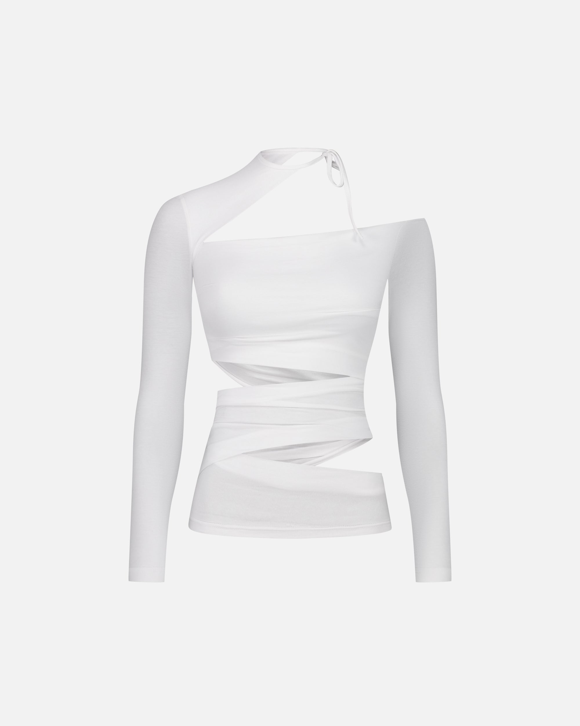 LONG SLEEVE TOP WITH ASYMMETRIC CUT-OUTS