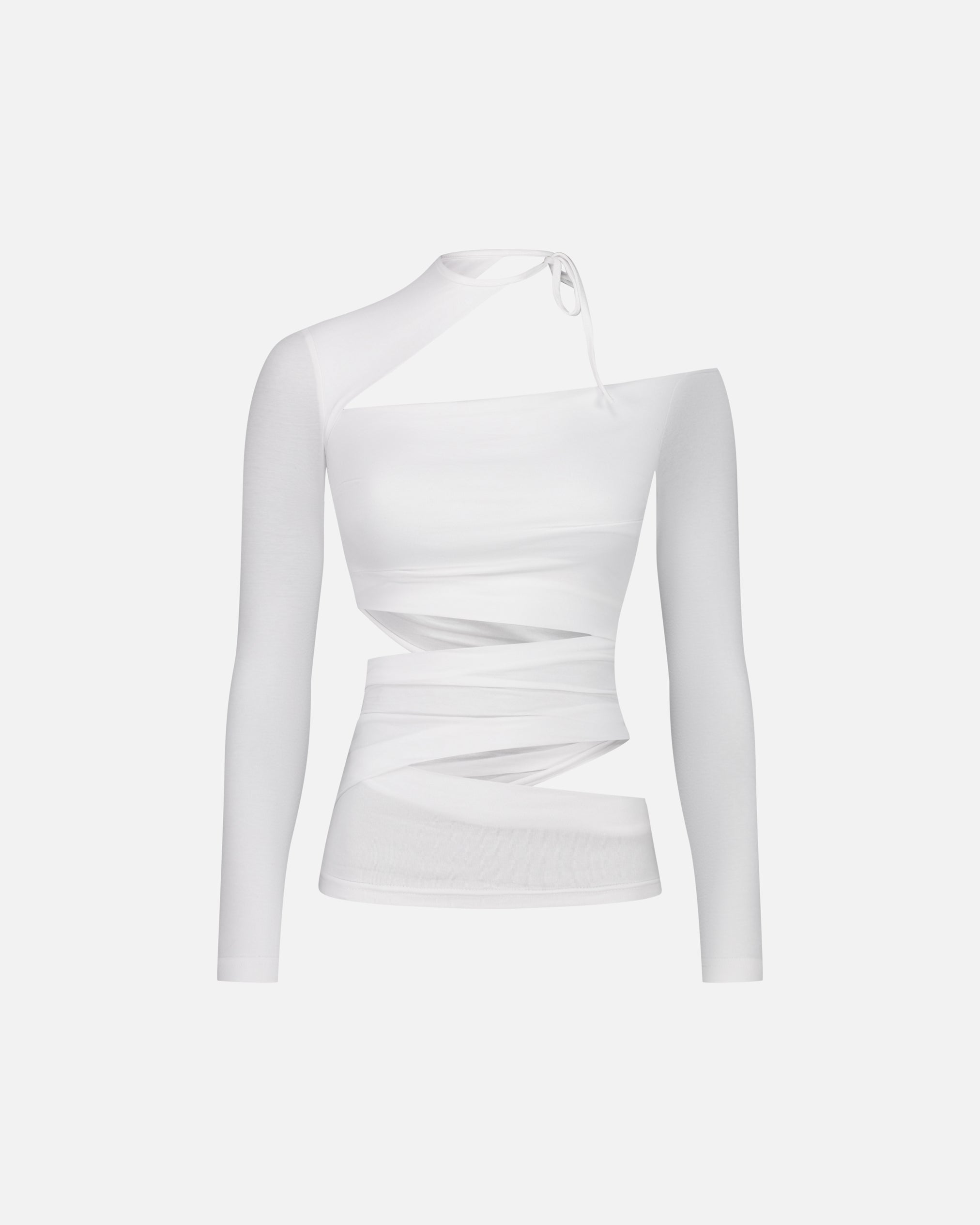 LONG SLEEVE TOP WITH ASYMMETRIC CUT-OUTS