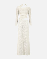 LONG DRESS IN LACE WITH ASYMMETRIC CUT-OUTS