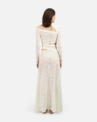 LONG DRESS IN LACE WITH ASYMMETRIC CUT-OUTS