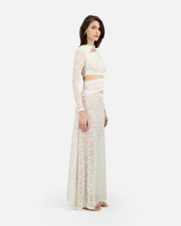 LONG DRESS IN LACE WITH ASYMMETRIC CUT-OUTS