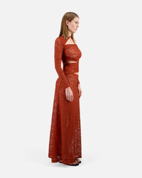 LONG DRESS IN LACE WITH ASYMMETRIC CUT-OUTS