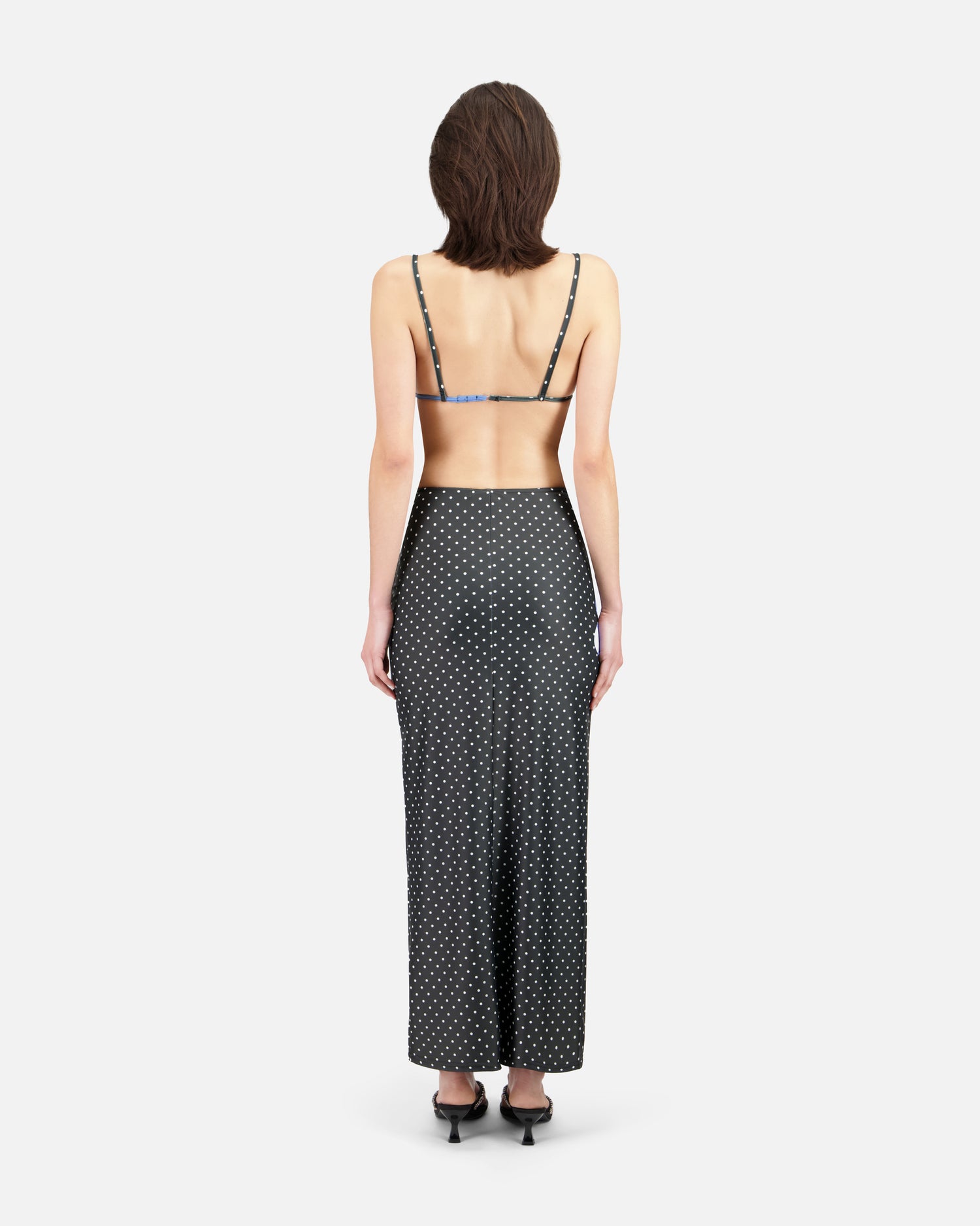 DOT AND FLOWER PRINTED TUBE SKIRT