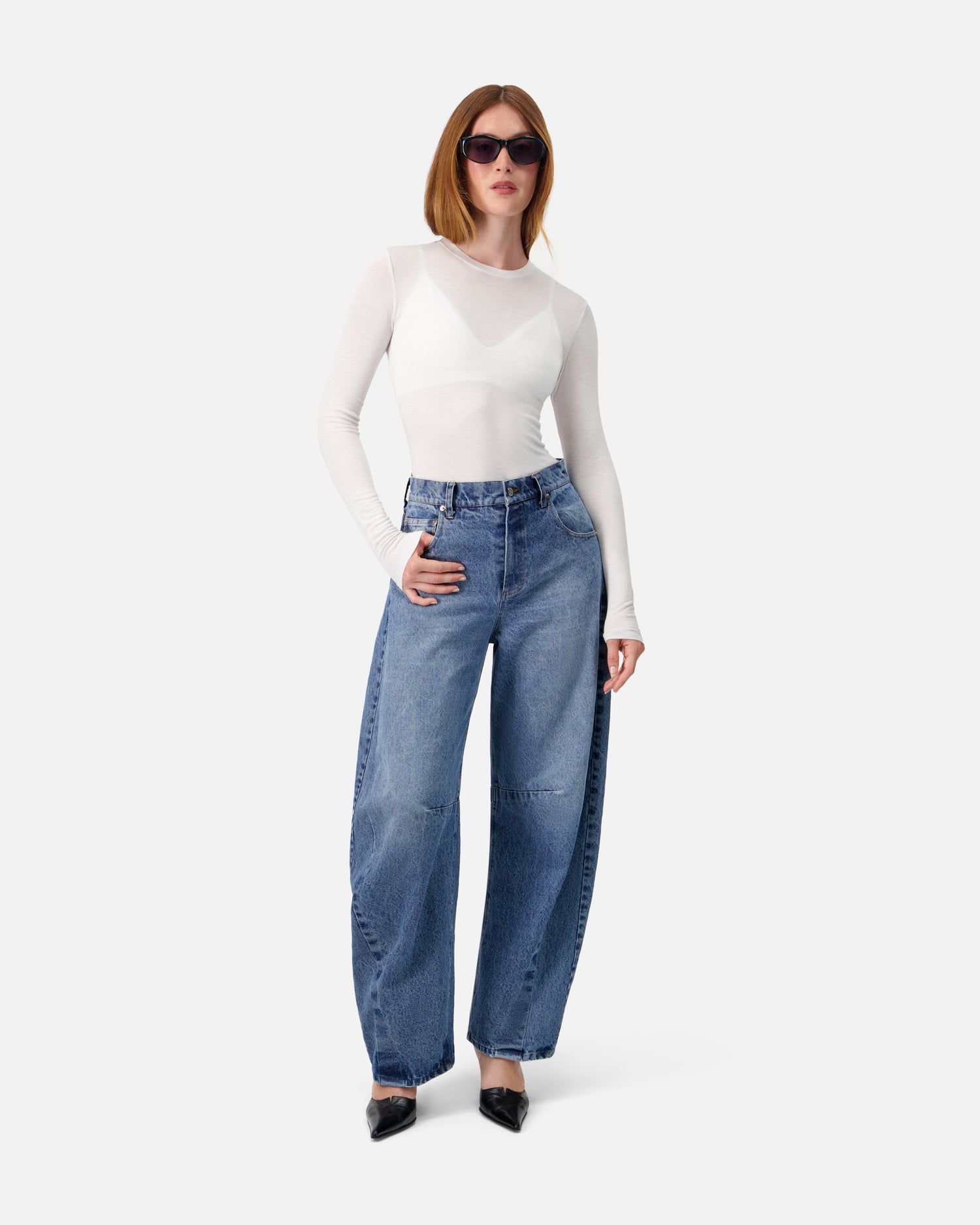 WASHED WIDE-LEG DENIM