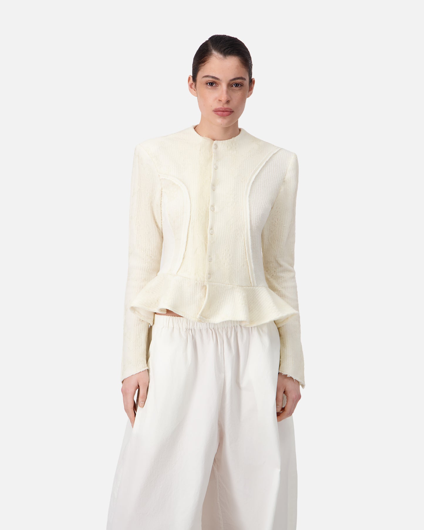 STRUCTURED JACKET WITH LACE ORNEMENTS